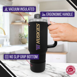 Washington Huskies College & University 40 oz Travel Tumbler With Handle - Black