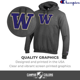 Washington Huskies Adult Mascot Fleece Hooded Sweatshirt - Charcoal