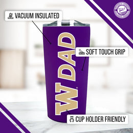 Washington Huskies NCAA Stainless Steel Travel Tumbler for Dad - Purple