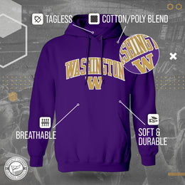 Washington Huskies NCAA Adult Tackle Twill Hooded Sweatshirt - Purple