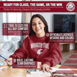 Washington State Cougars Adult Arch & Logo Soft Style Gameday Crewneck Sweatshirt - Cardinal