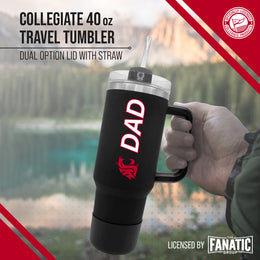 Washington State Cougars Collegiate 40oz Stainless Steel Travel Tumbler with Handle for Dad - Black