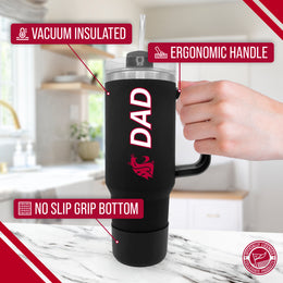 Washington State Cougars Collegiate 40oz Stainless Steel Travel Tumbler with Handle for Dad - Black
