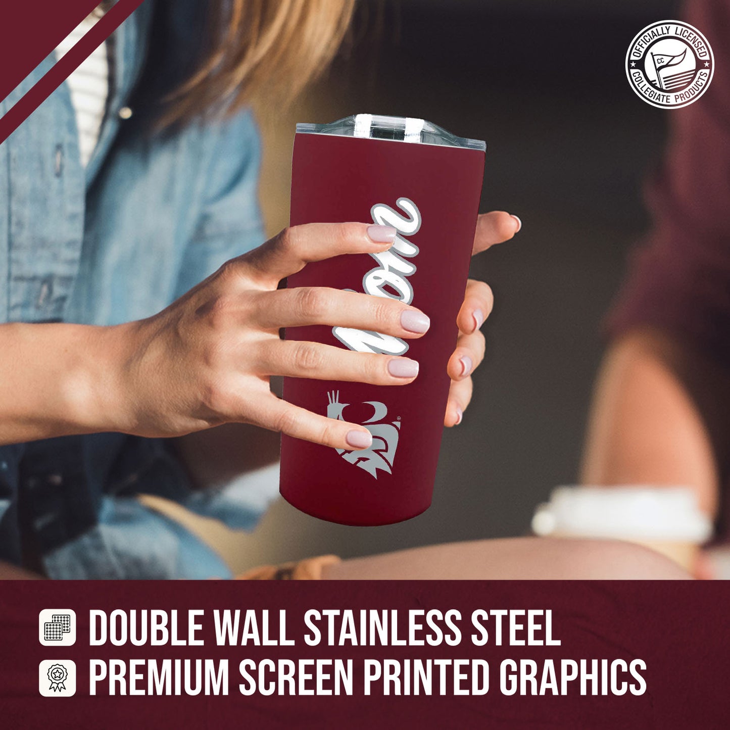 Washington State Cougars NCAA Stainless Steel Travel Tumbler for Mom - Maroon