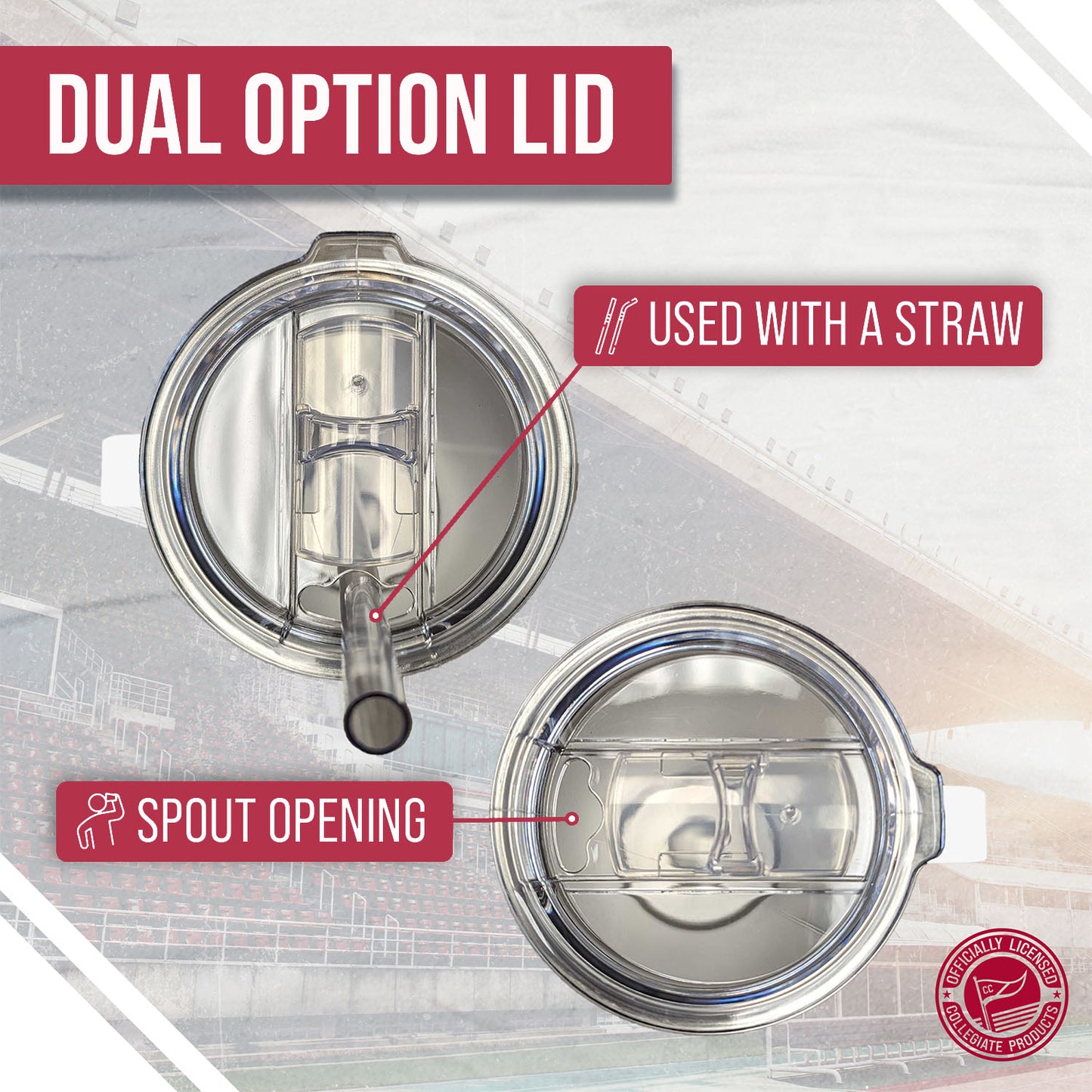 Washington State Cougars NCAA Stainless Steel 20oz Roadie With Handle & Dual Option Lid With Straw - White