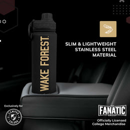 Wake Forest Demon Deacons NCAA Stainless Steel Water Bottle - Black