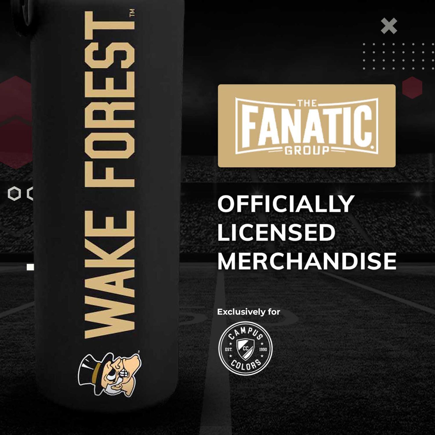 Wake Forest Demon Deacons NCAA Stainless Steel Water Bottle - Black