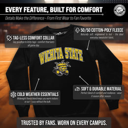 Wichita State Shockers Adult Arch & Logo Soft Style Gameday Crewneck Sweatshirt - Black