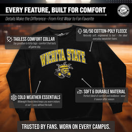 Wichita State Shockers Adult Arch & Logo Soft Style Gameday Crewneck Sweatshirt - Black