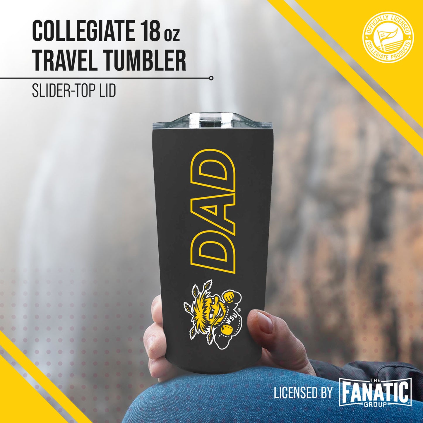 Wichita State Shockers NCAA Stainless Steel Travel Tumbler for Dad - Black