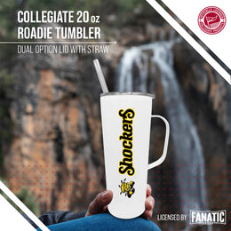 Wichita State Shockers NCAA Stainless Steel 20oz Roadie With Handle & Dual Option Lid With Straw - White