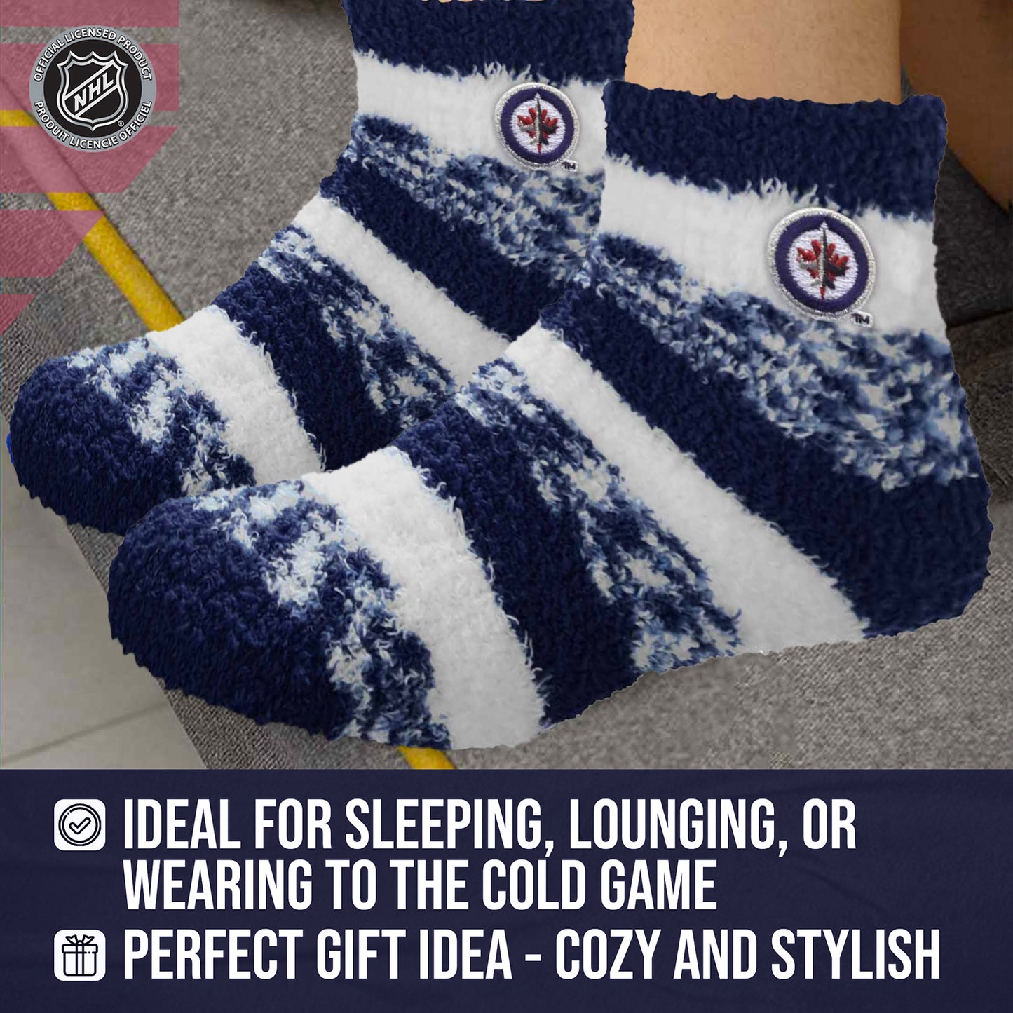 Winnipeg Jets NHL Unisex Cozy Sleep Socks - Navy
