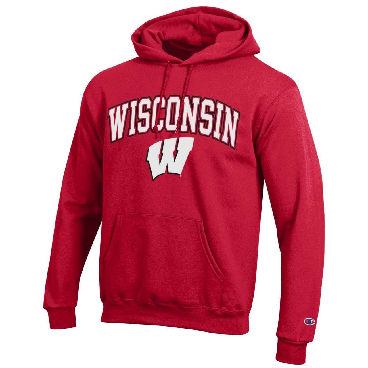 Wisconsin Badgers Adult Arch & Logo Soft Style Gameday Hooded Sweatshirt - Red