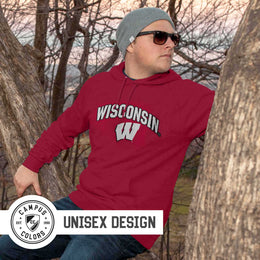Wisconsin Badgers Adult Arch & Logo Soft Style Gameday Hooded Sweatshirt - Red