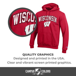 Wisconsin Badgers Adult Arch & Logo Soft Style Gameday Hooded Sweatshirt - Red