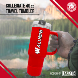 Wisconsin Badgers Collegiate 40oz Stainless Steel Travel Tumbler with Handle for Alumni - Red