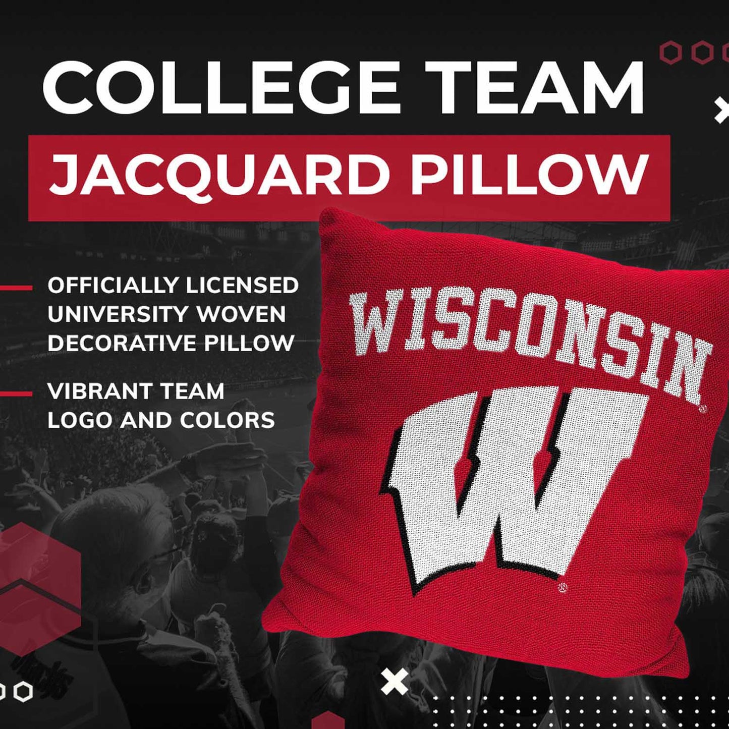 Wisconsin Badgers NCAA Decorative Pillow - Red