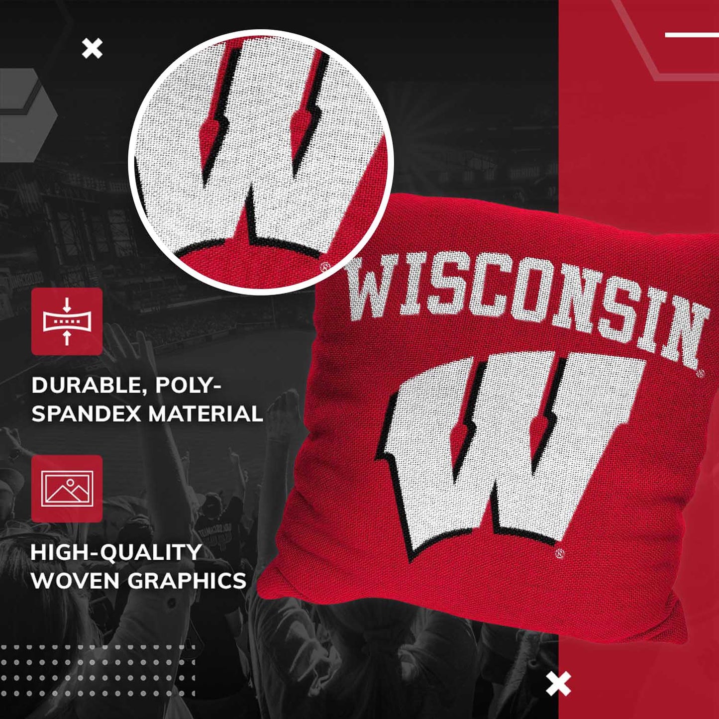 Wisconsin Badgers NCAA Decorative Pillow - Red