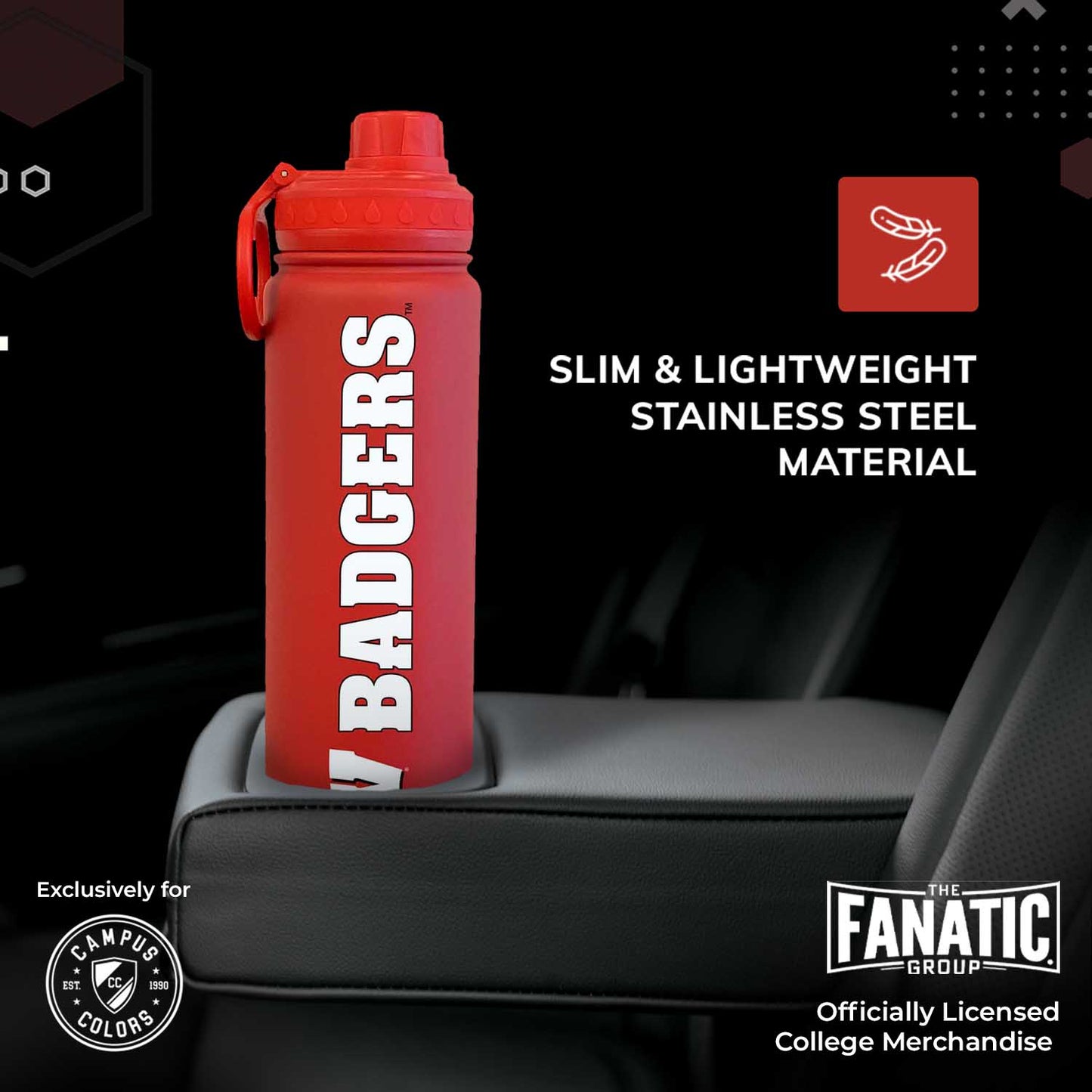 Wisconsin Badgers NCAA Stainless Steel Water Bottle - Red