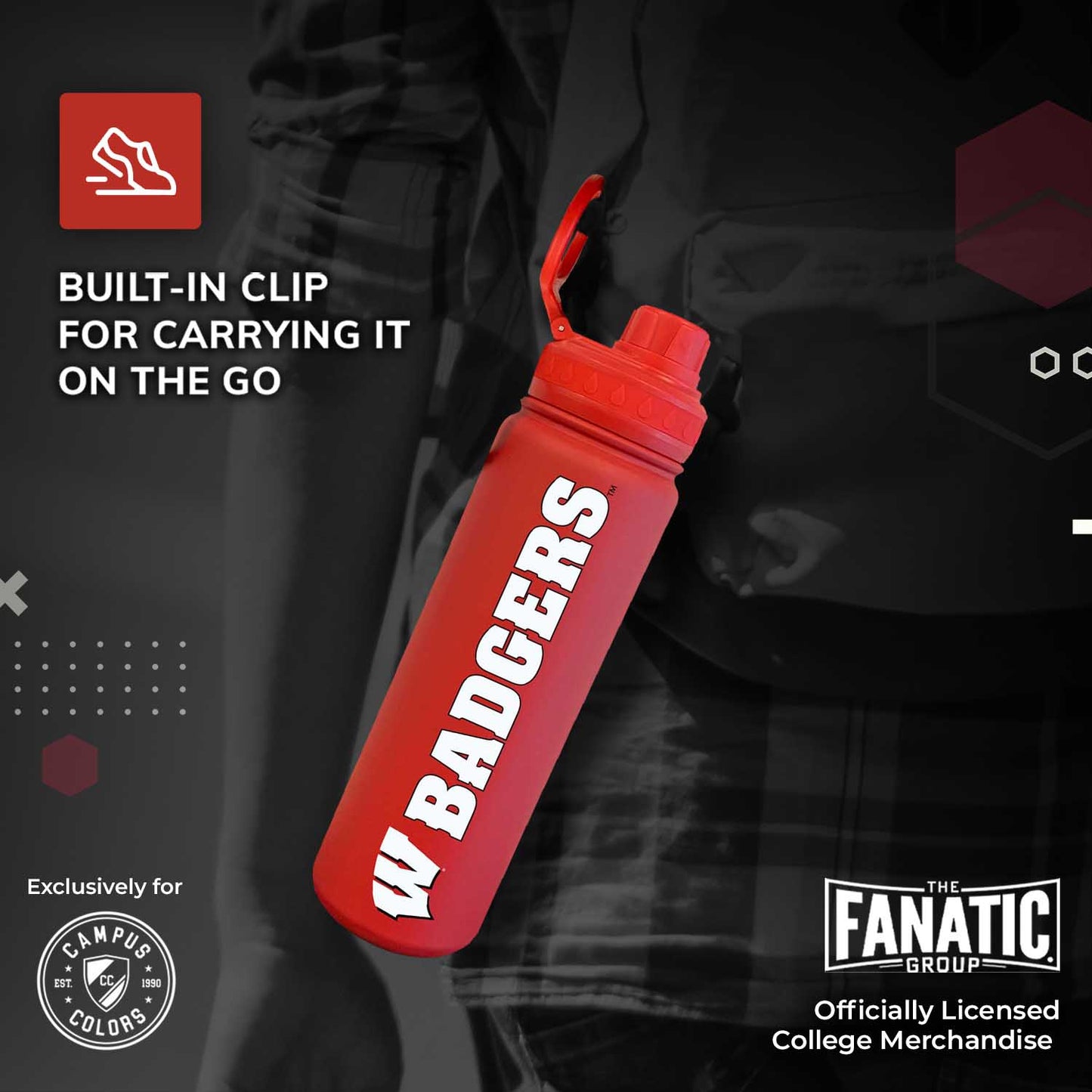 Wisconsin Badgers NCAA Stainless Steel Water Bottle - Red