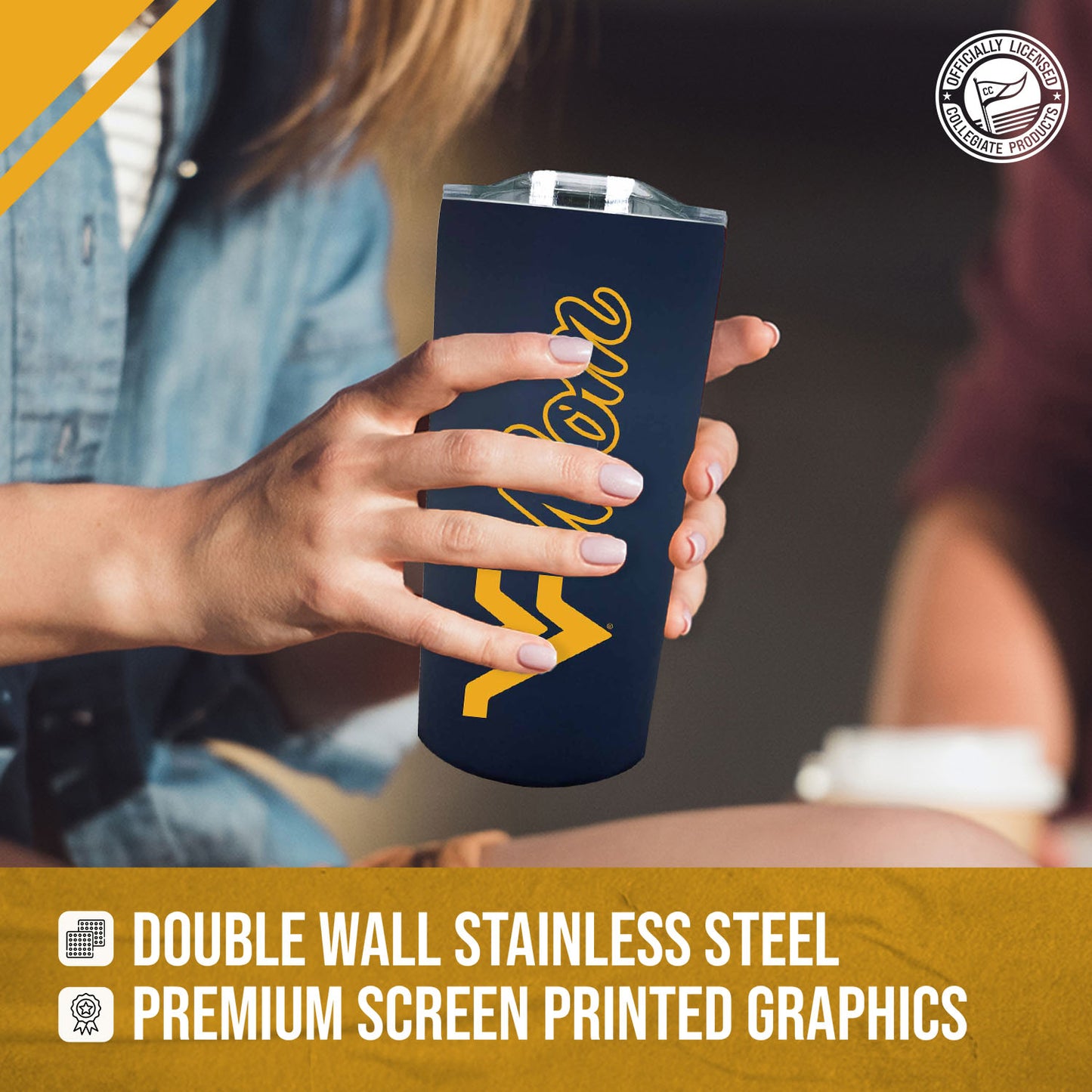 West Virginia Mountaineers NCAA Stainless Steel Travel Tumbler for Mom - Navy