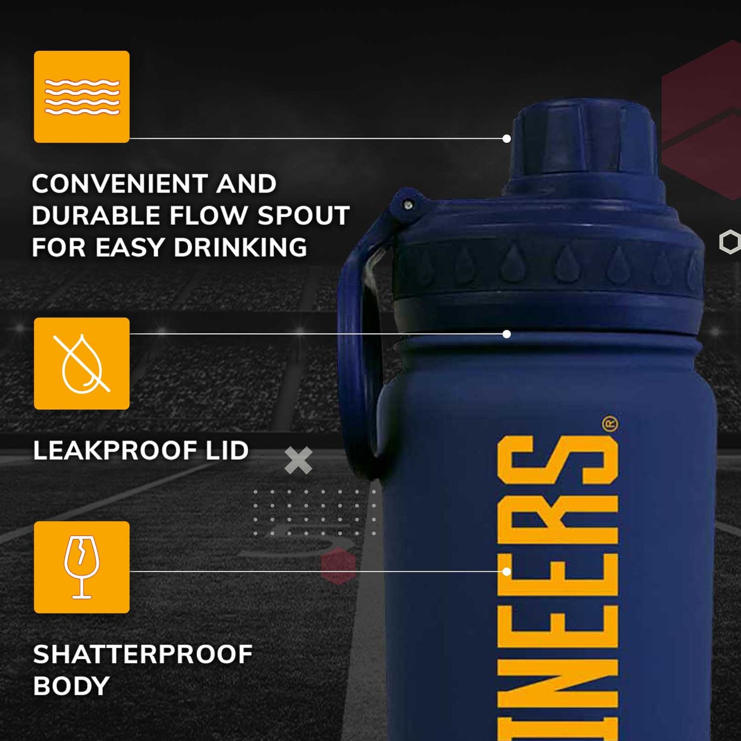 West Virginia Mountaineers NCAA Stainless Steel Water Bottle - Navy