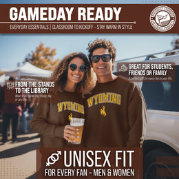 Wyoming Cowboys Adult Arch & Logo Soft Style Gameday Crewneck Sweatshirt - Brown