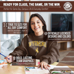 Wyoming Cowboys Adult Arch & Logo Soft Style Gameday Crewneck Sweatshirt - Brown