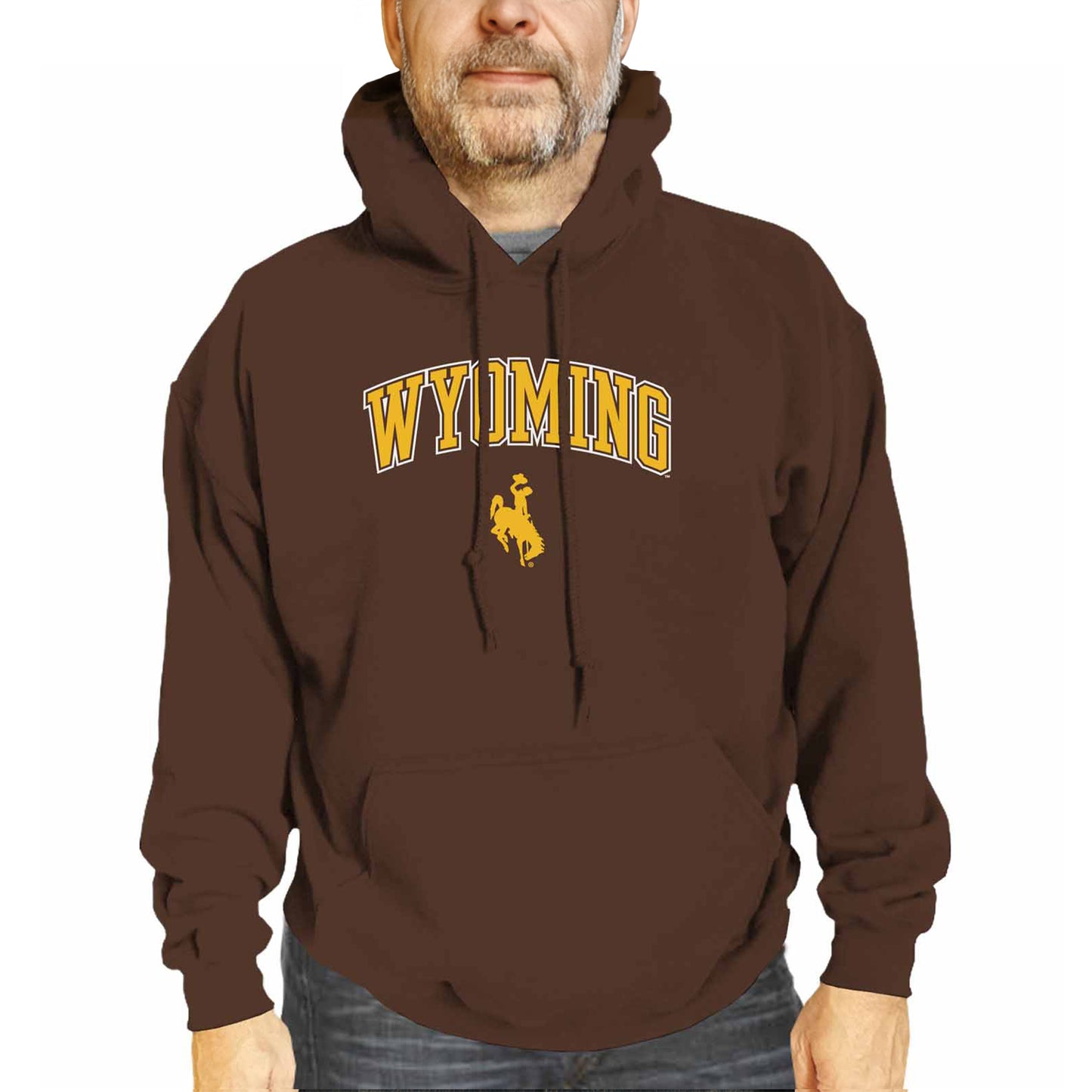 Wyoming Cowboys Adult Arch & Logo Soft Style Gameday Hooded Sweatshirt - Brown