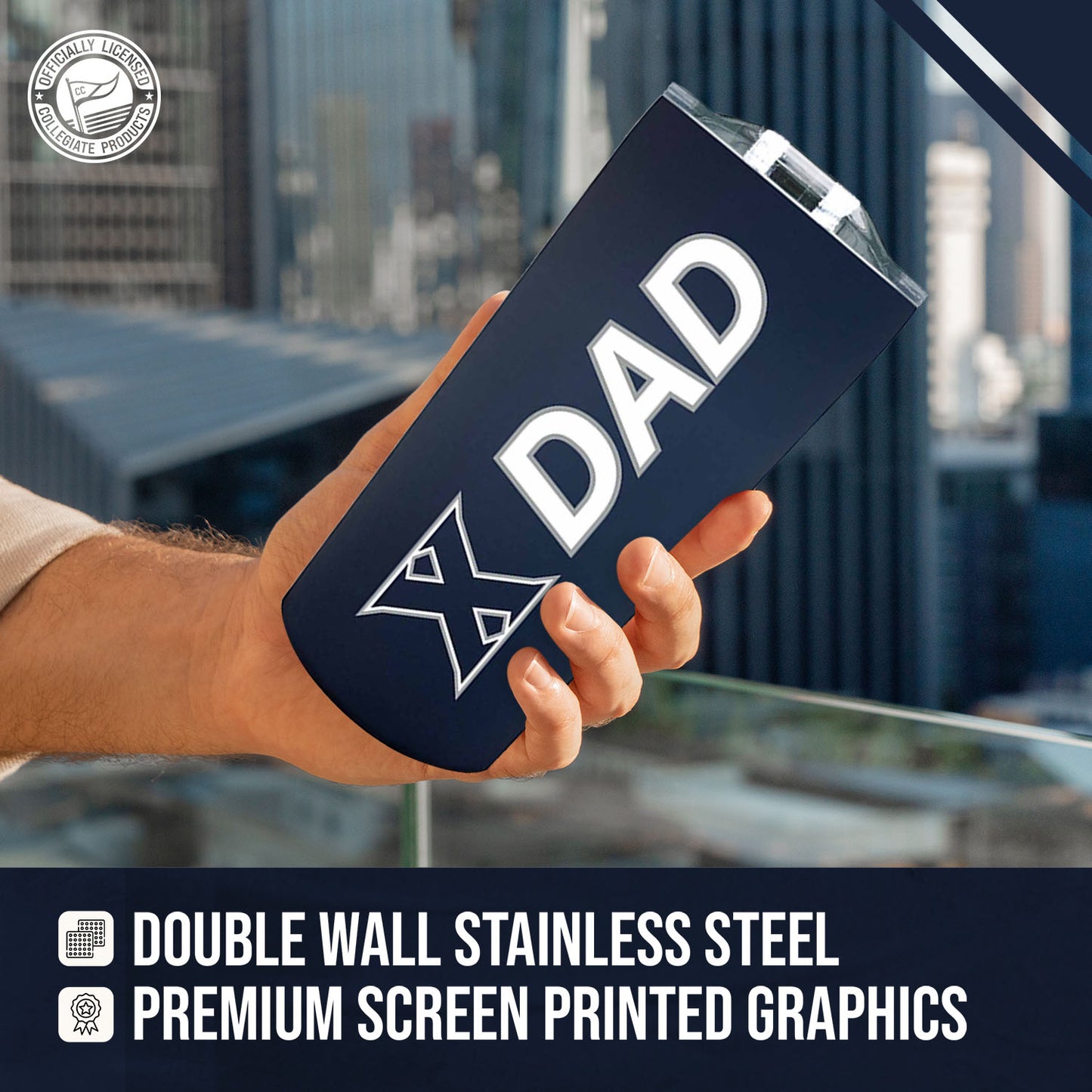 Xavier Musketeers NCAA Stainless Steel Travel Tumbler for Dad - Navy