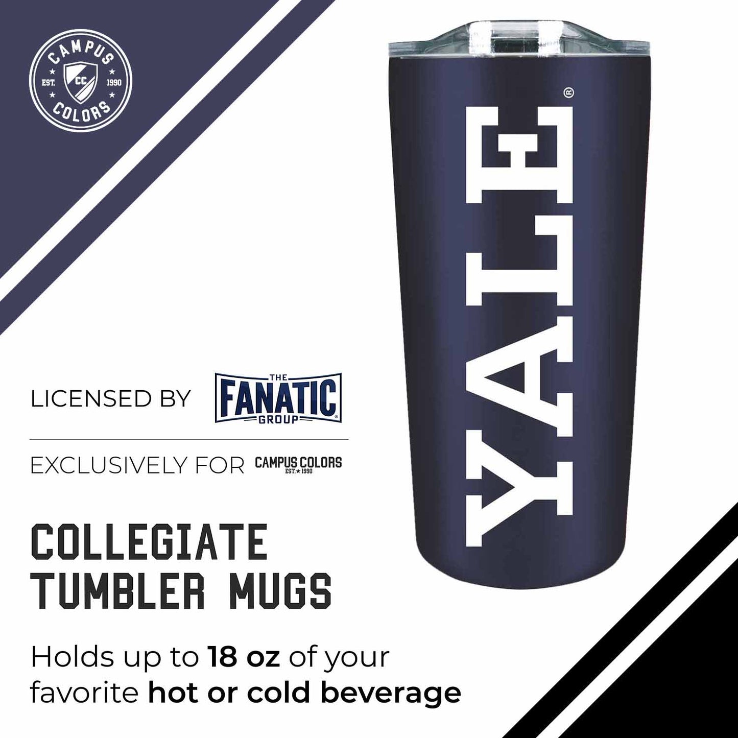 Yale Bulldogs NCAA Stainless Steel Tumbler perfect for Gameday - Navy
