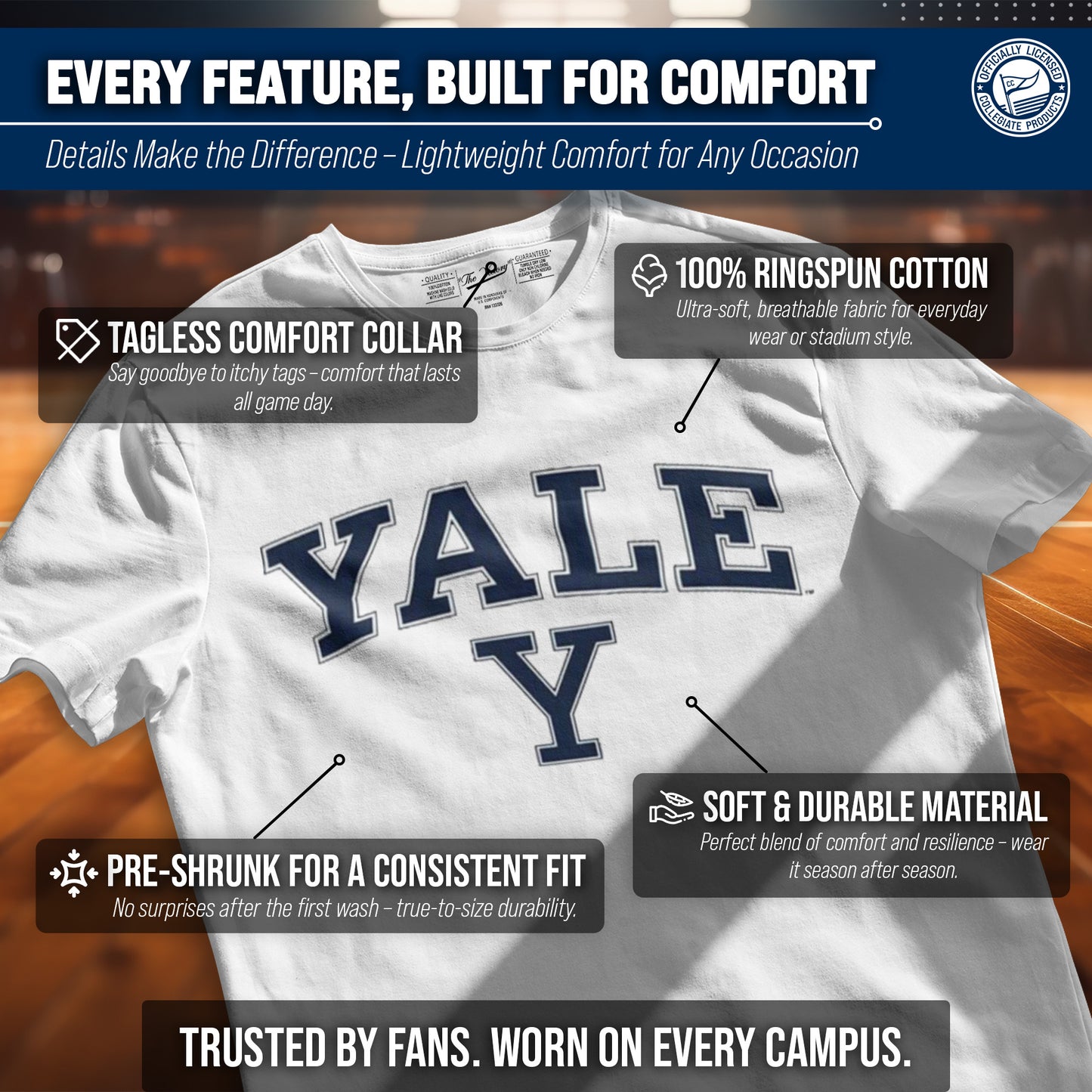 Yale Bulldogs NCAA Adult Gameday Cotton T-Shirt - White