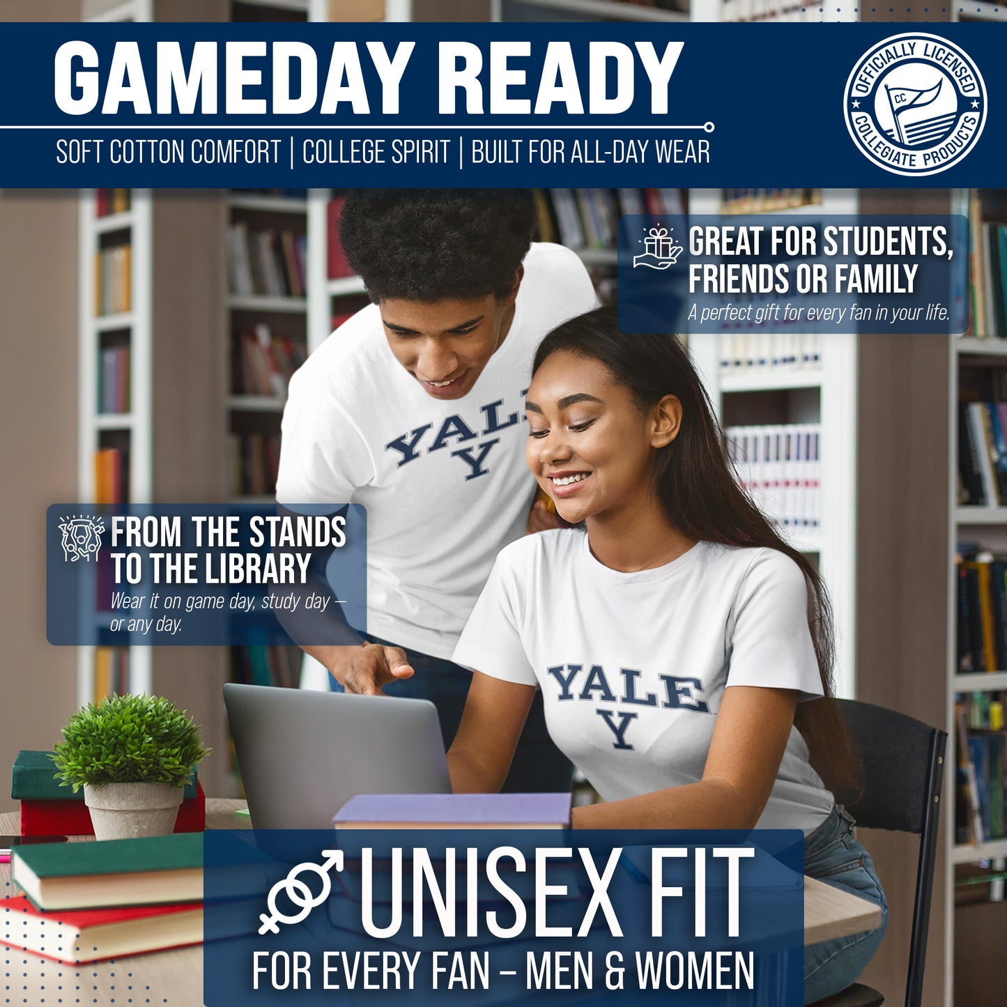 Yale Bulldogs NCAA Adult Gameday Cotton T-Shirt - White