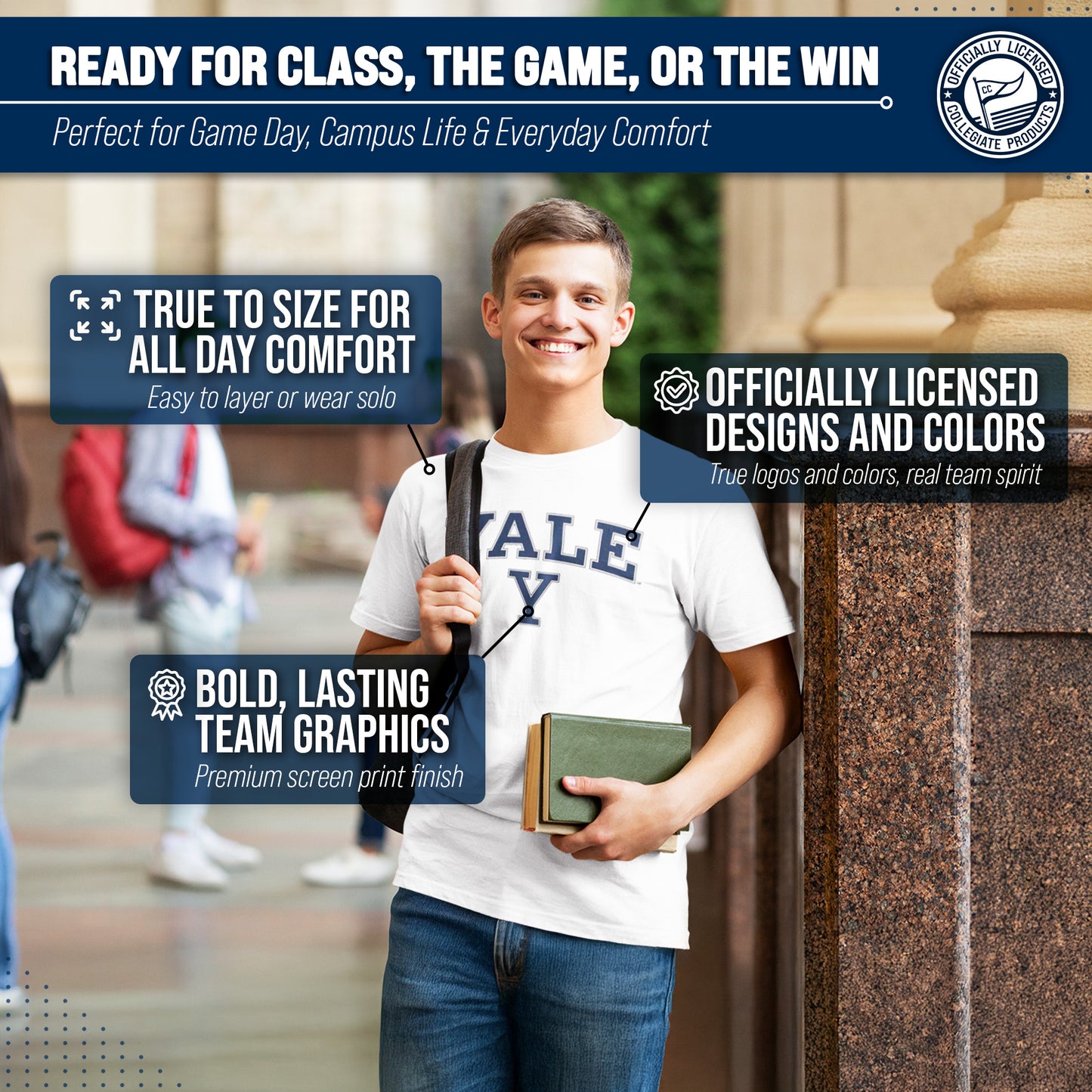 Yale Bulldogs NCAA Adult Gameday Cotton T-Shirt - White