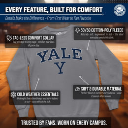 Yale Bulldogs Campus Colors Adult Arch & Logo Soft Style Gameday Crewneck Sweatshirt  - Gray