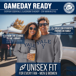 Yale Bulldogs Campus Colors Adult Arch & Logo Soft Style Gameday Crewneck Sweatshirt  - Gray
