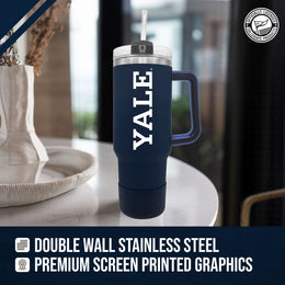 Yale Bulldogs College & University 40 oz Travel Tumbler With Handle - Navy