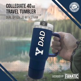 Yale Bulldogs Collegiate 40oz Stainless Steel Travel Tumbler with Handle for Dad - Navy