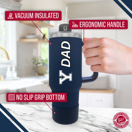 Yale Bulldogs Collegiate 40oz Stainless Steel Travel Tumbler with Handle for Dad - Navy