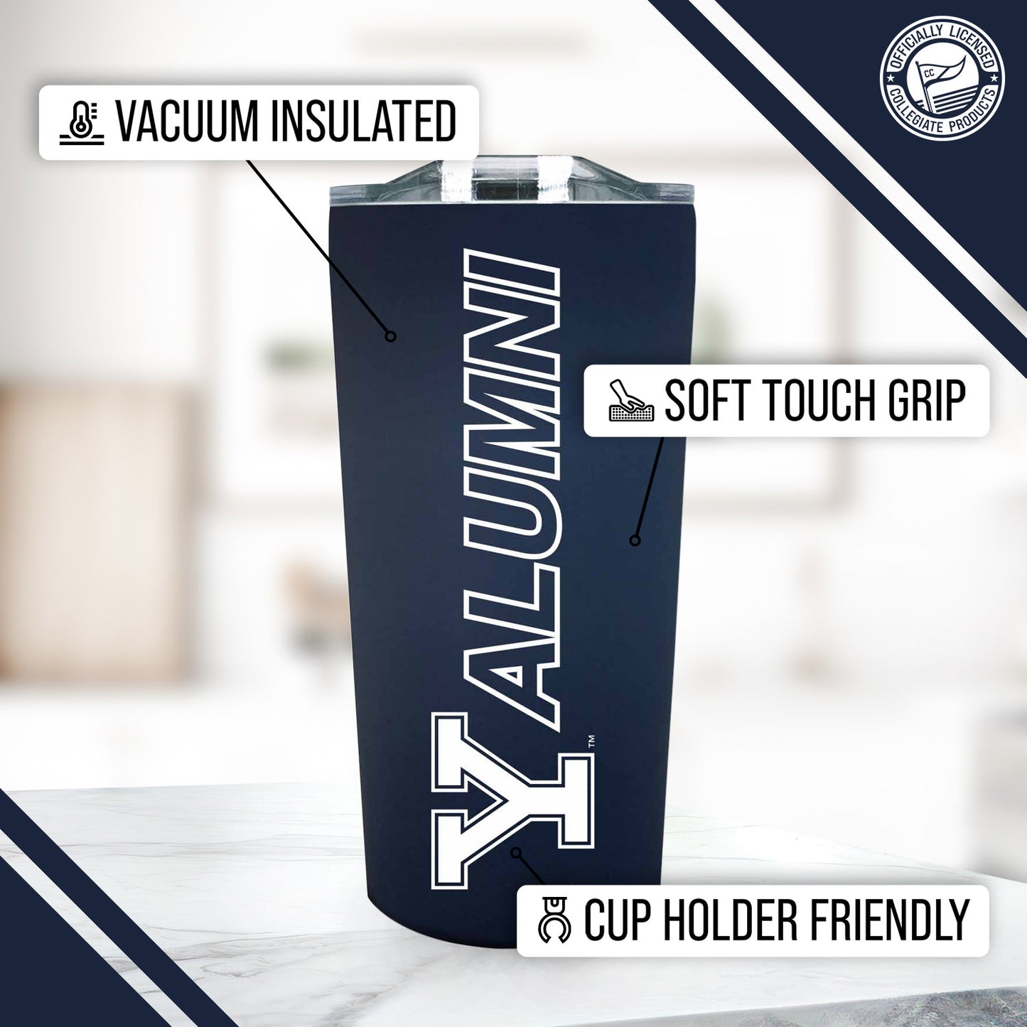 Yale Bulldogs Collegiate Stainless Steel Travel Tumbler for Alumni - Navy