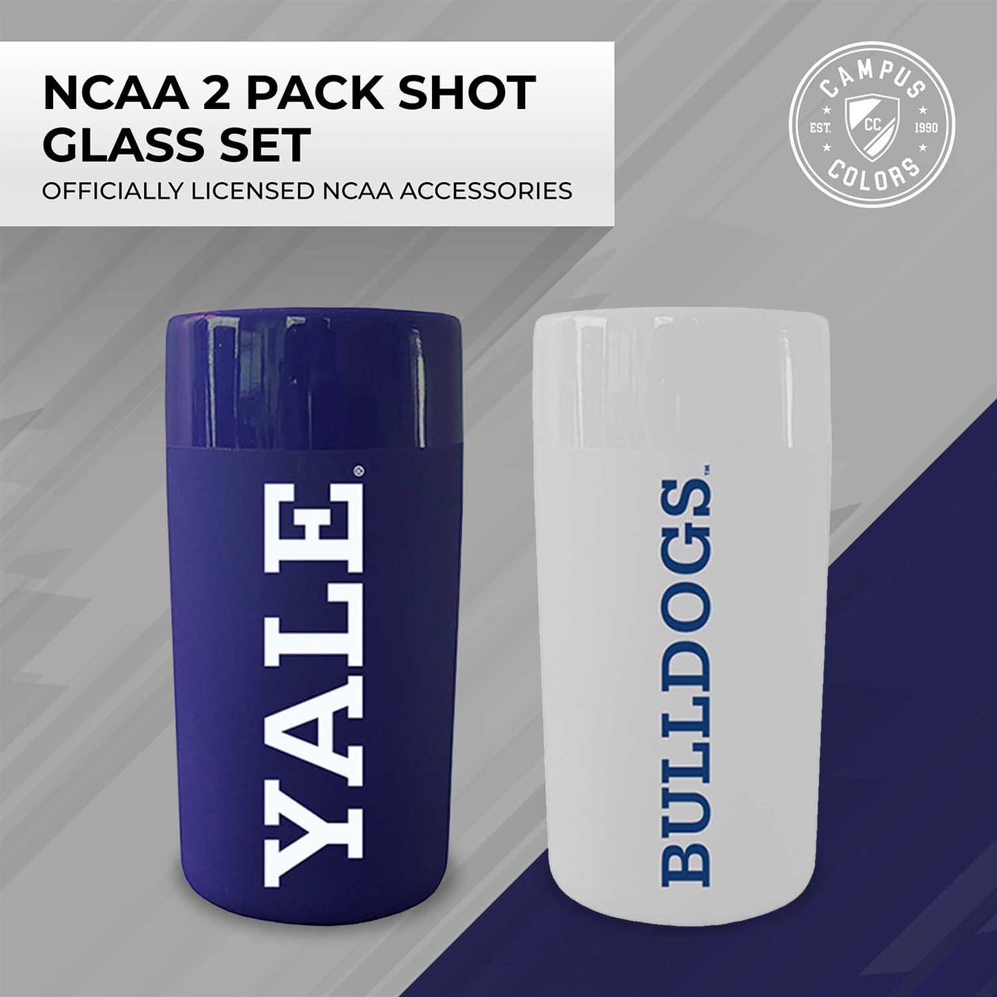 Yale Bulldogs College and University 2-Pack Shot Glasses - Team Color