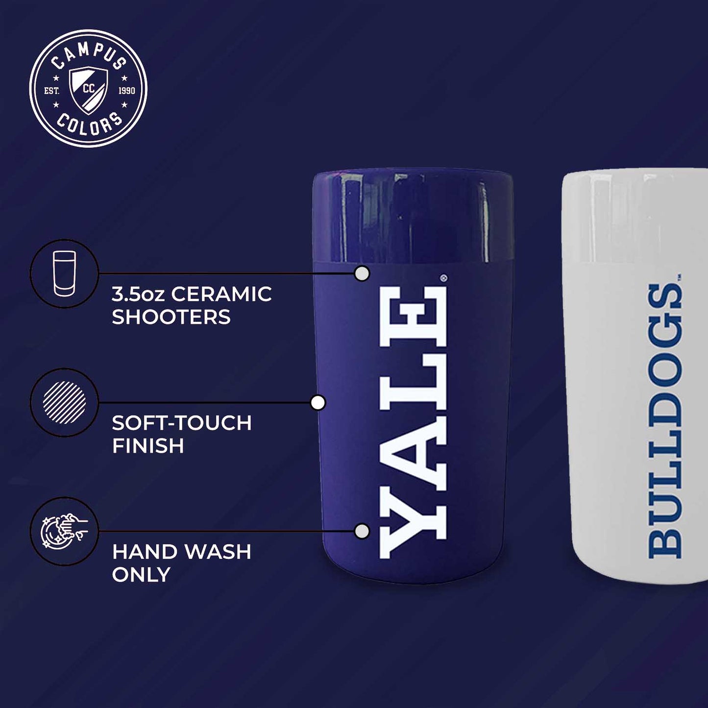 Yale Bulldogs College and University 2-Pack Shot Glasses - Team Color