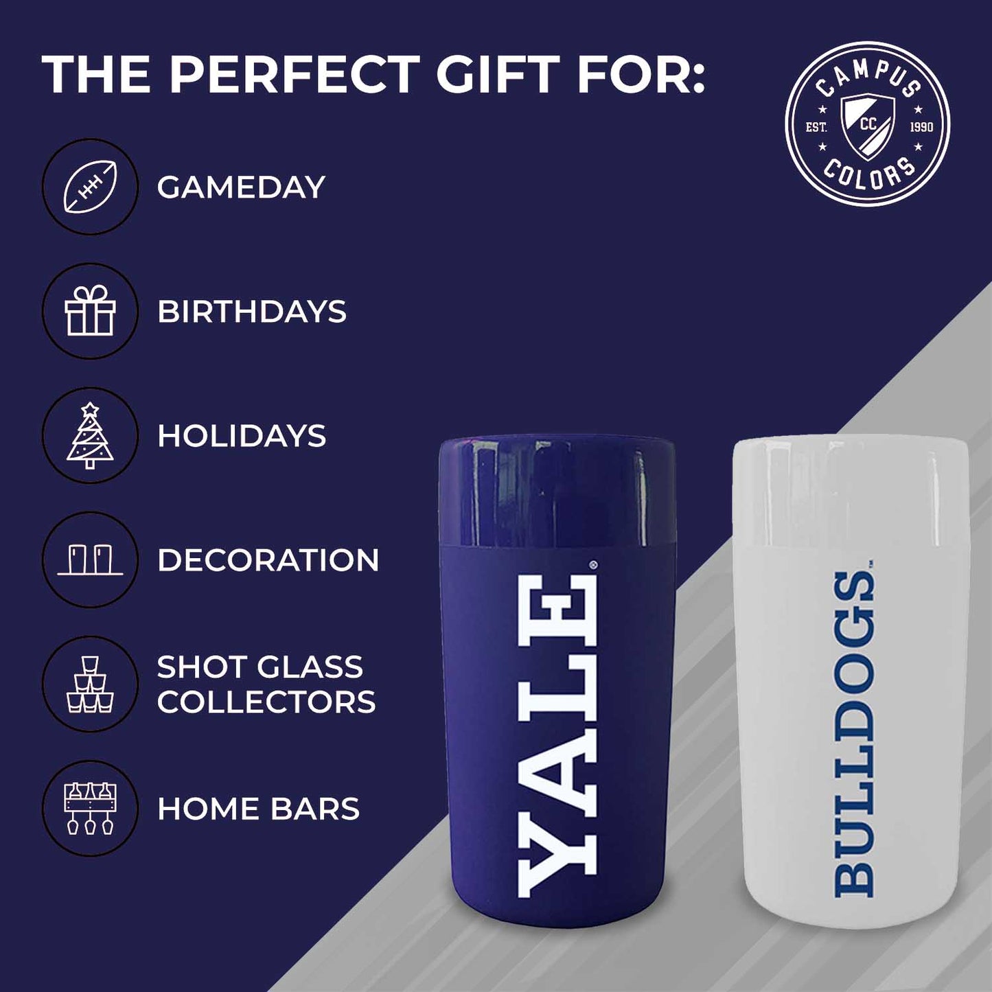 Yale Bulldogs College and University 2-Pack Shot Glasses - Team Color