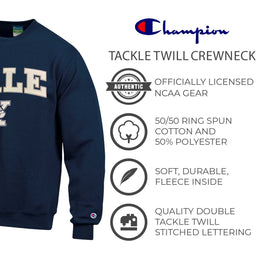 Yale Bulldogs Adult Tackle Twill Crewneck - Navy