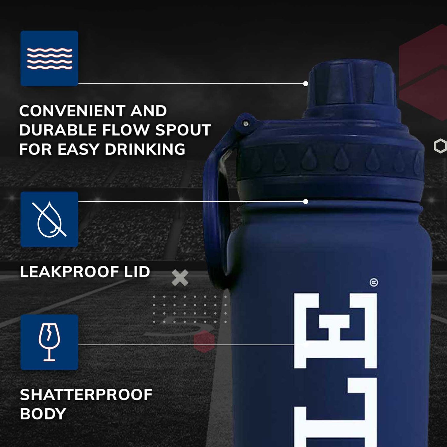Yale Bulldogs NCAA Stainless Steel Water Bottle - Navy