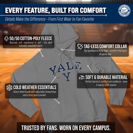 Yale Bulldogs Adult Arch & Logo Soft Style Gameday Hooded Sweatshirt - Gray