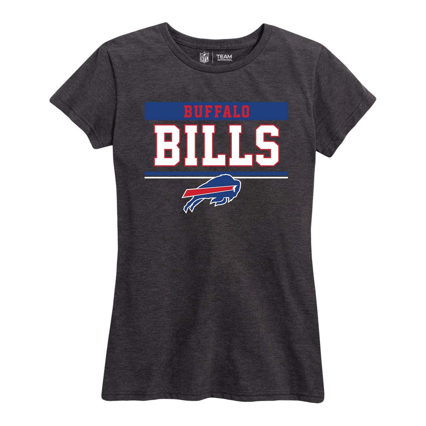 Buffalo Bills NFL Women's Team Block Charcoal Tagless T-Shirt - Charcoal
