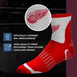 Detroit Red Wings NHL Adult Surge Team Mascot Mens and Womens Quarter Socks - Red
