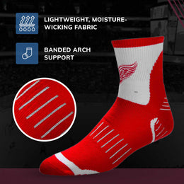 Detroit Red Wings NHL Adult Surge Team Mascot Mens and Womens Quarter Socks - Red