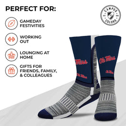 Ole Miss Rebels NCAA Adult State and University Crew Socks - Navy
